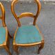 2 Louis Philippe chairs in solid curved wood and embroidered blue-green fabric