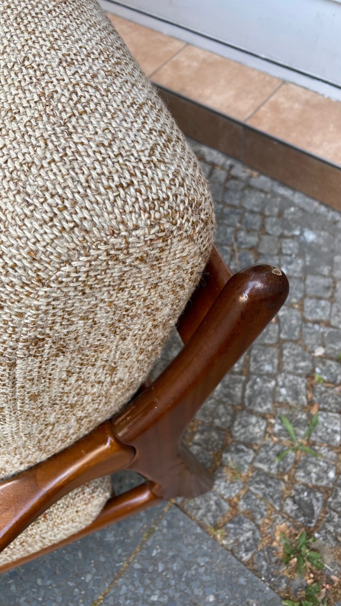 Teak and two-seater wool sofa from the 60s