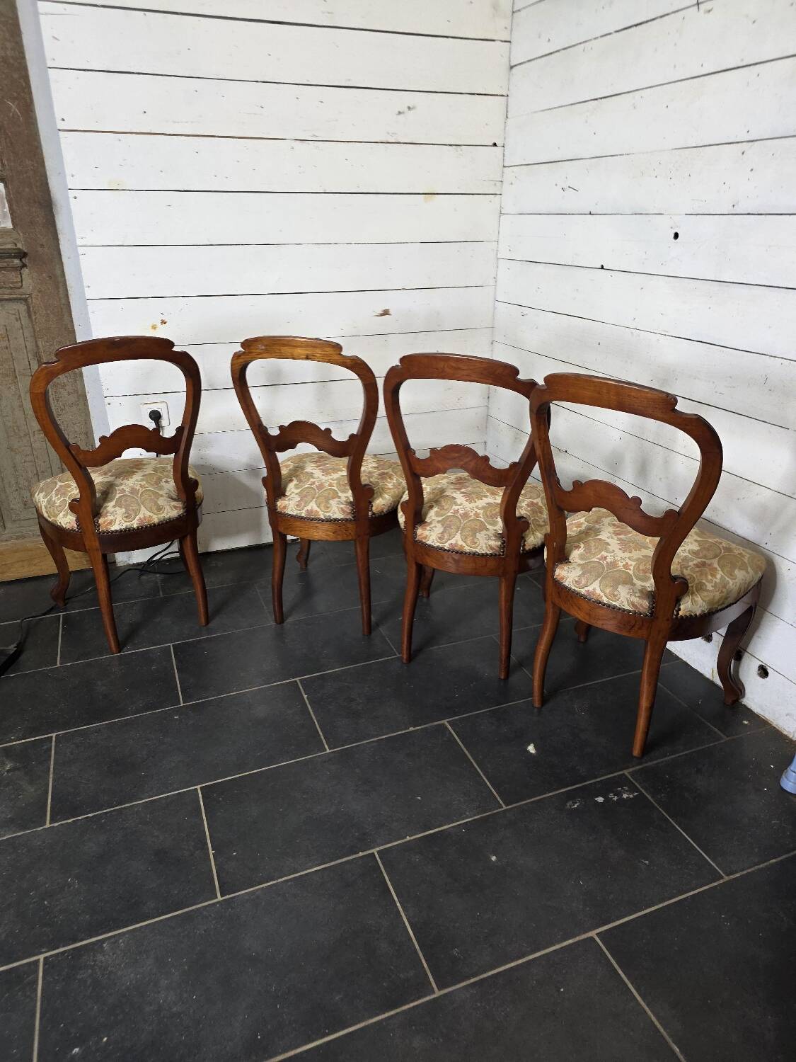 4 Louis Philippe style chairs from the 19th century in cherry wood.