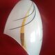 Tulipe abat-jour oblique verre dépoli - motif trait noir & dorure - vintage