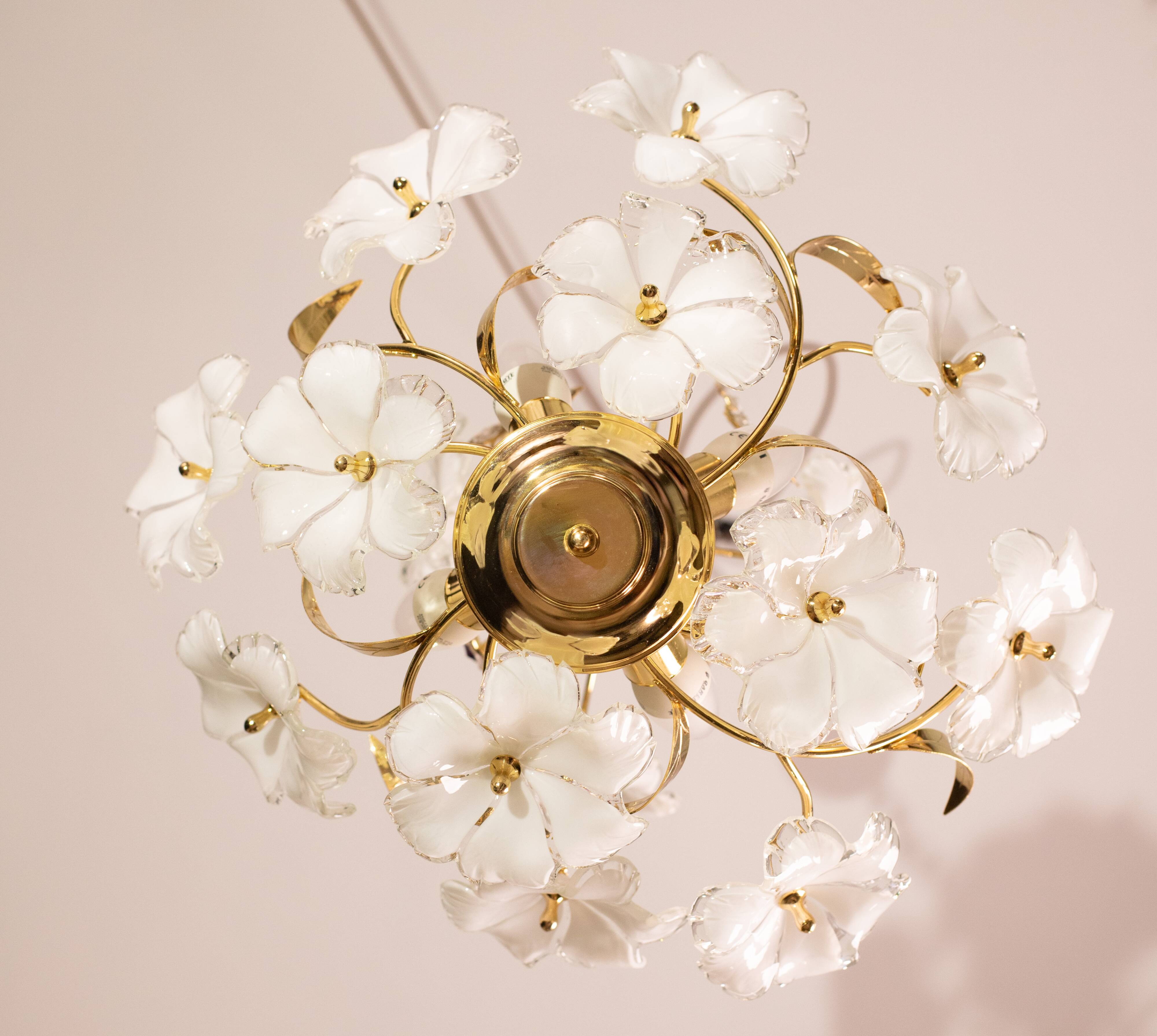 Charming Murano Candlestick White Flowers, 1970