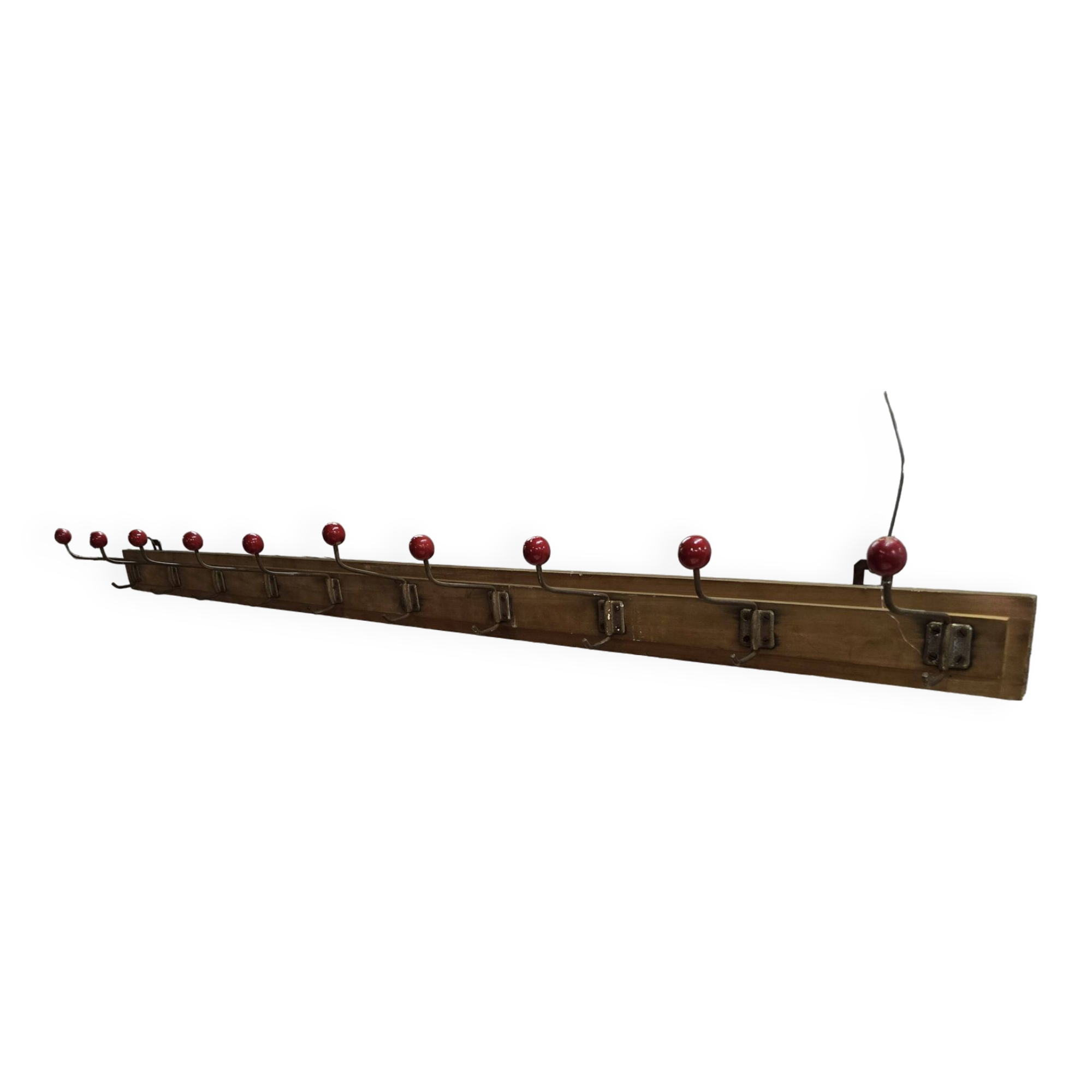 1960s school coat rack with 10 hooks