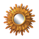 Mirror sun gilded wood leaf, 52 cm double shelving