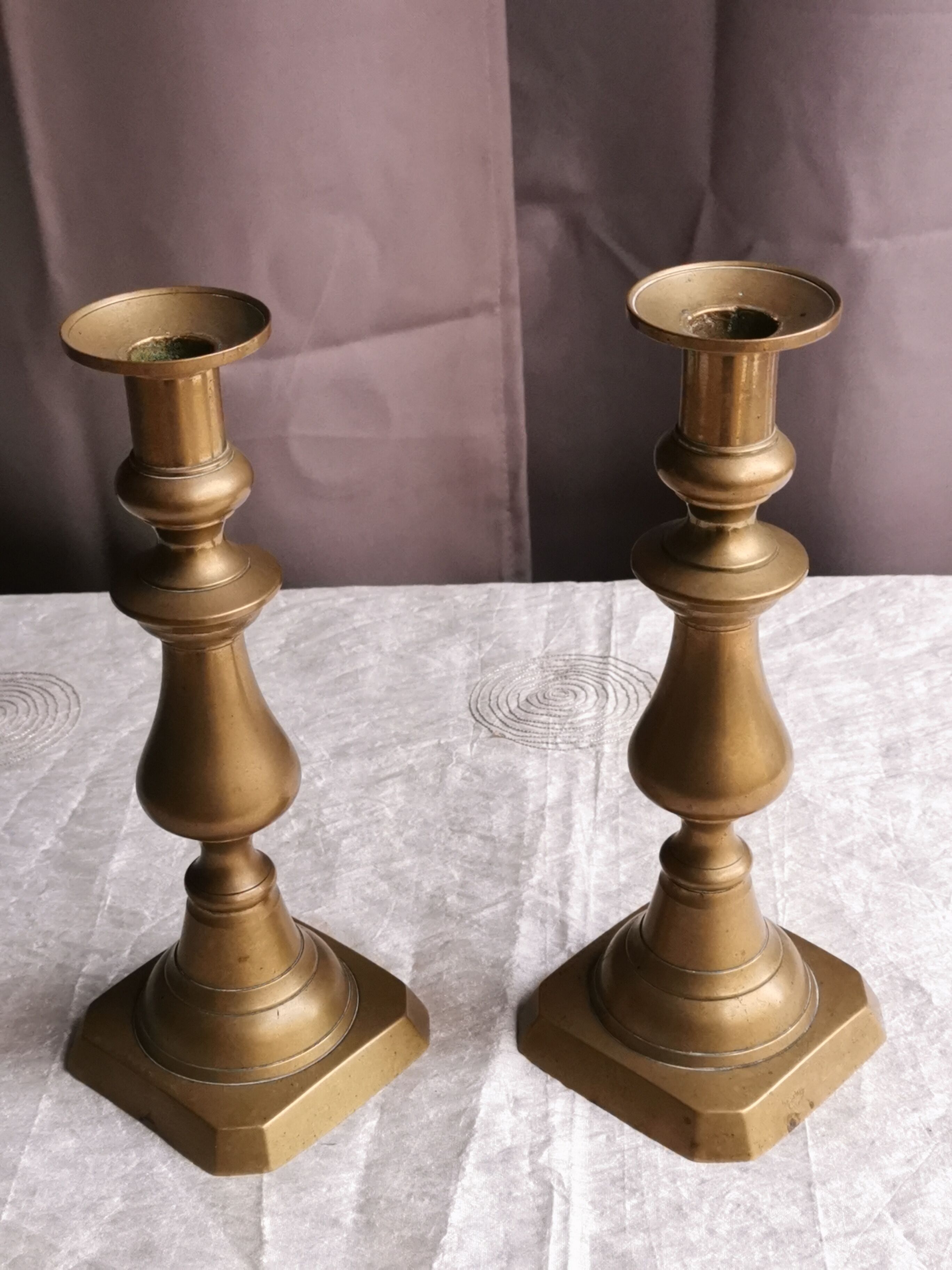 Pair of brass candlesticks
