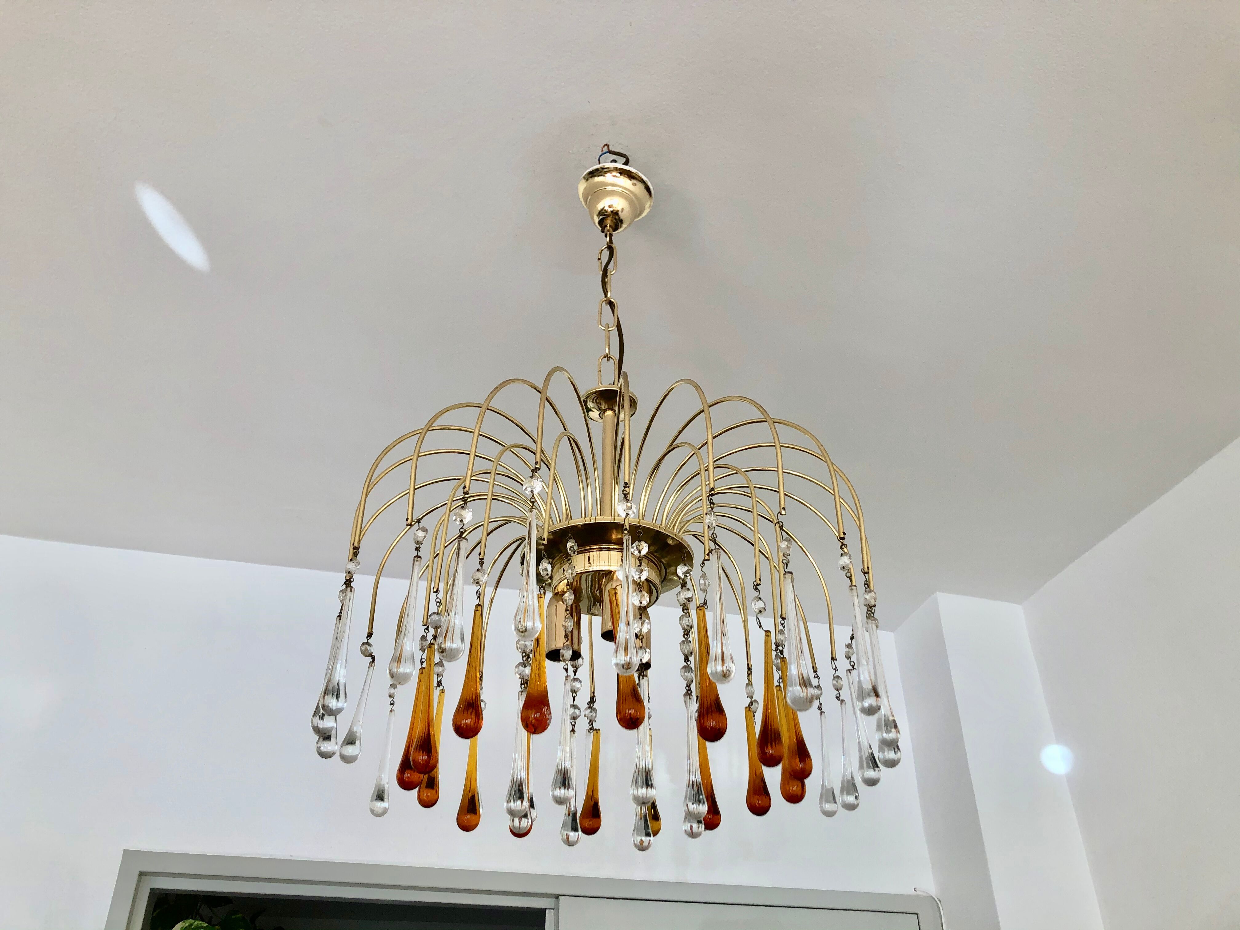 Murano glass drops hanging lamp