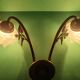 Pair of vintage Art Deco pink double wall sconces France