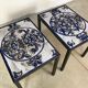 Italian ceramic tiles & steel side tables or nightstands, 1970s, set of 2