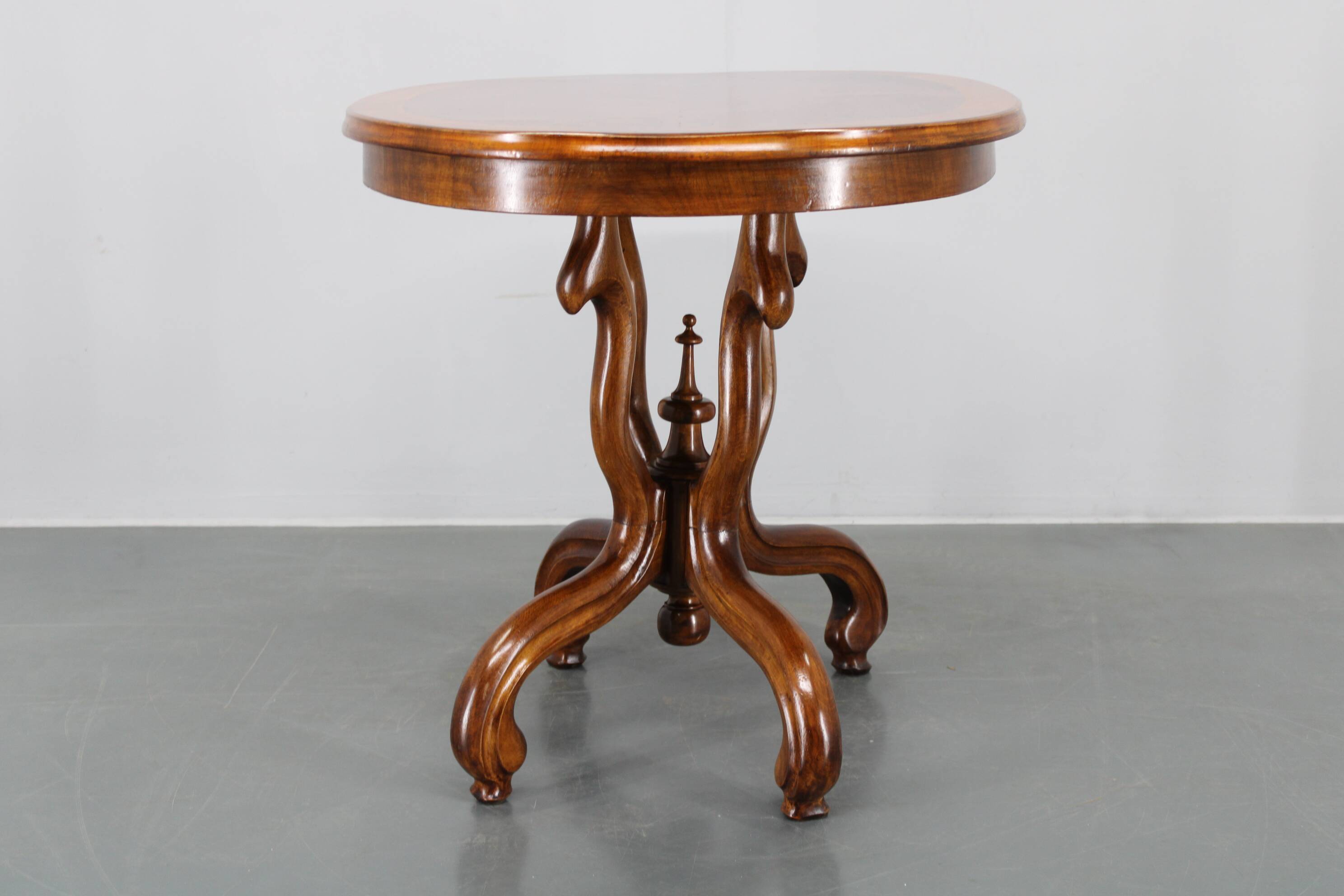 1930s Bentwood Table with Walnut Top Finish, Czechoslovakia