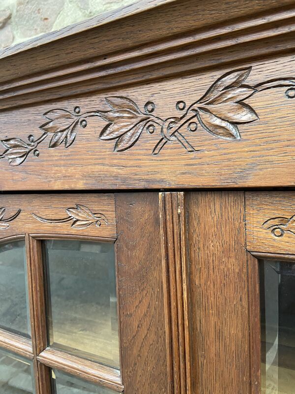 Vitrine argentier bibliothèque provence rocaille louis xv chêne sculpté 1920