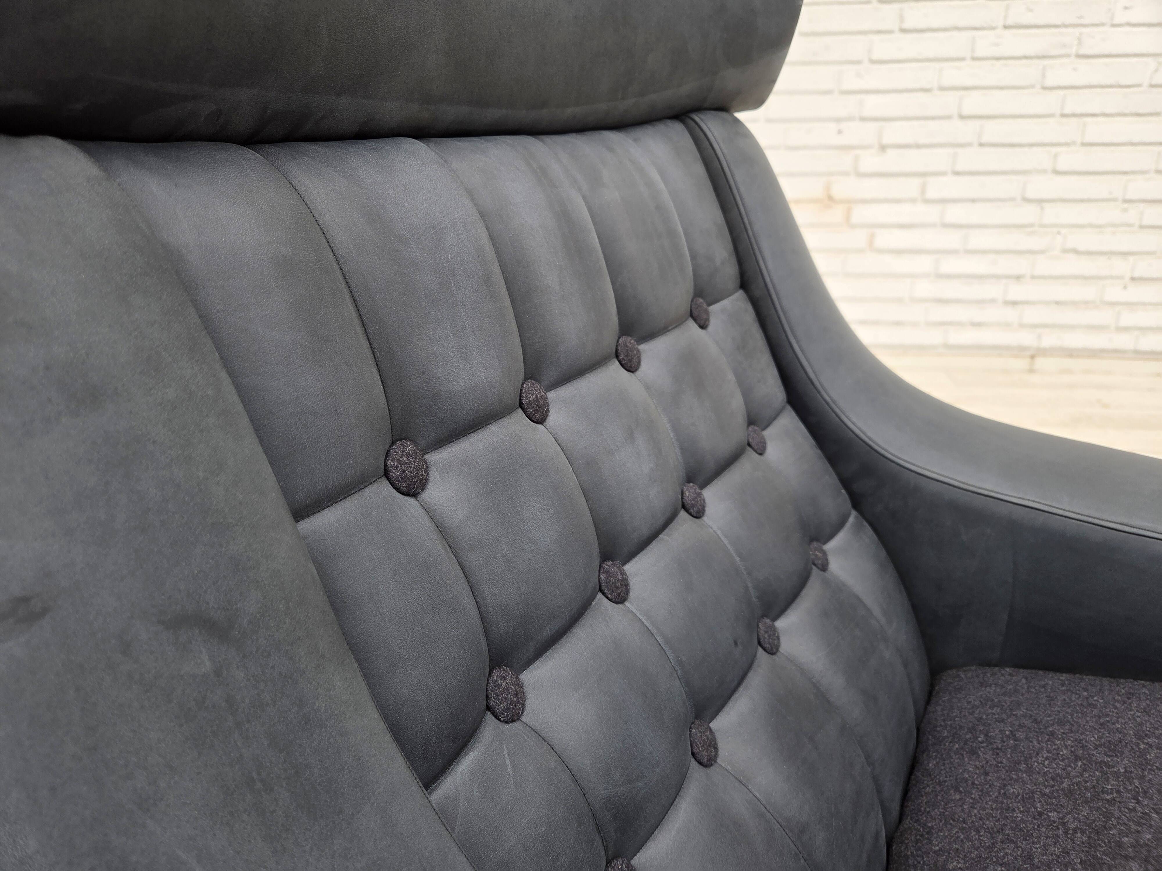 1970s, Danish design by Illum Wikkelsø, reupholstered armchair, leather.