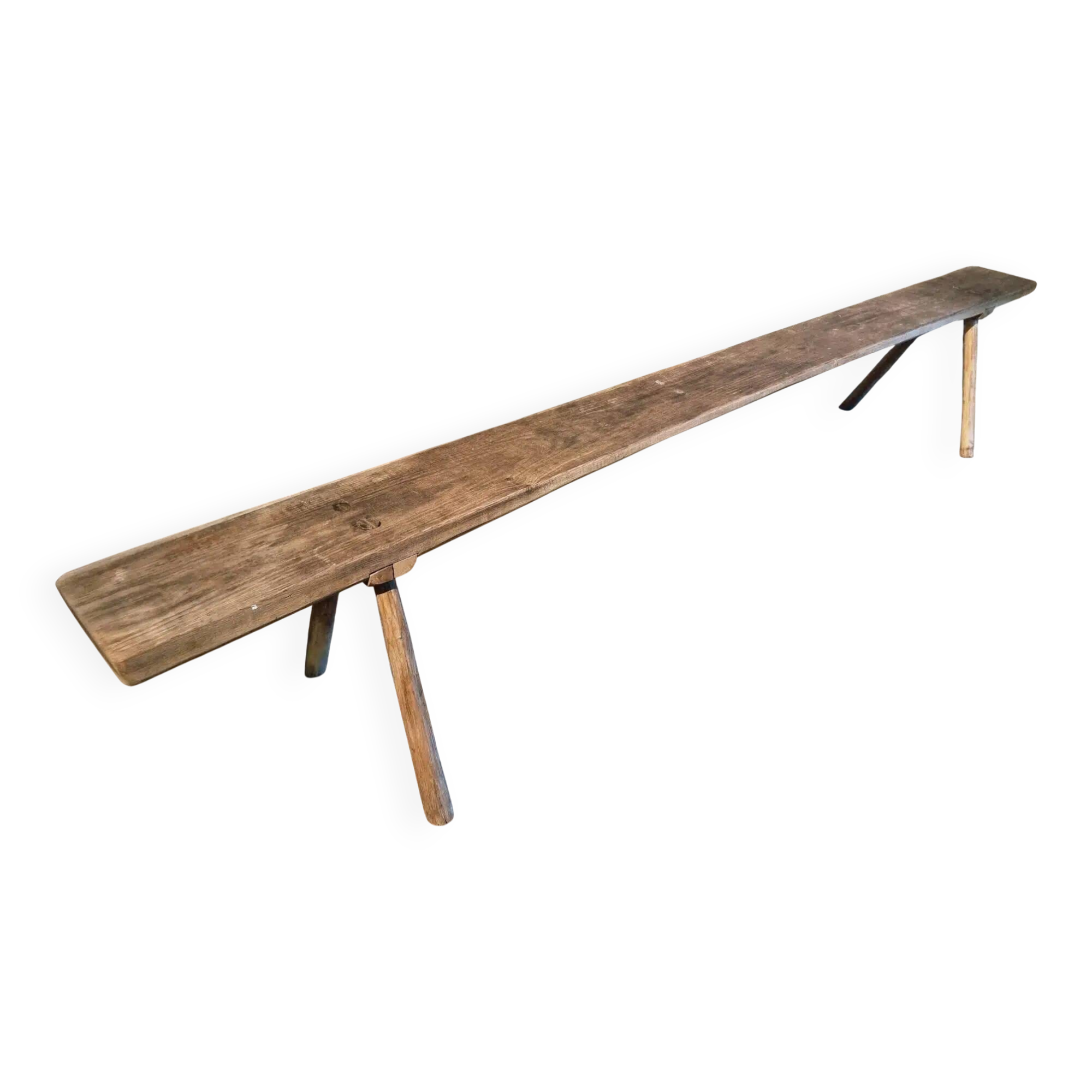 Antique primitive oak bench – Circa 1900, Allier region, France