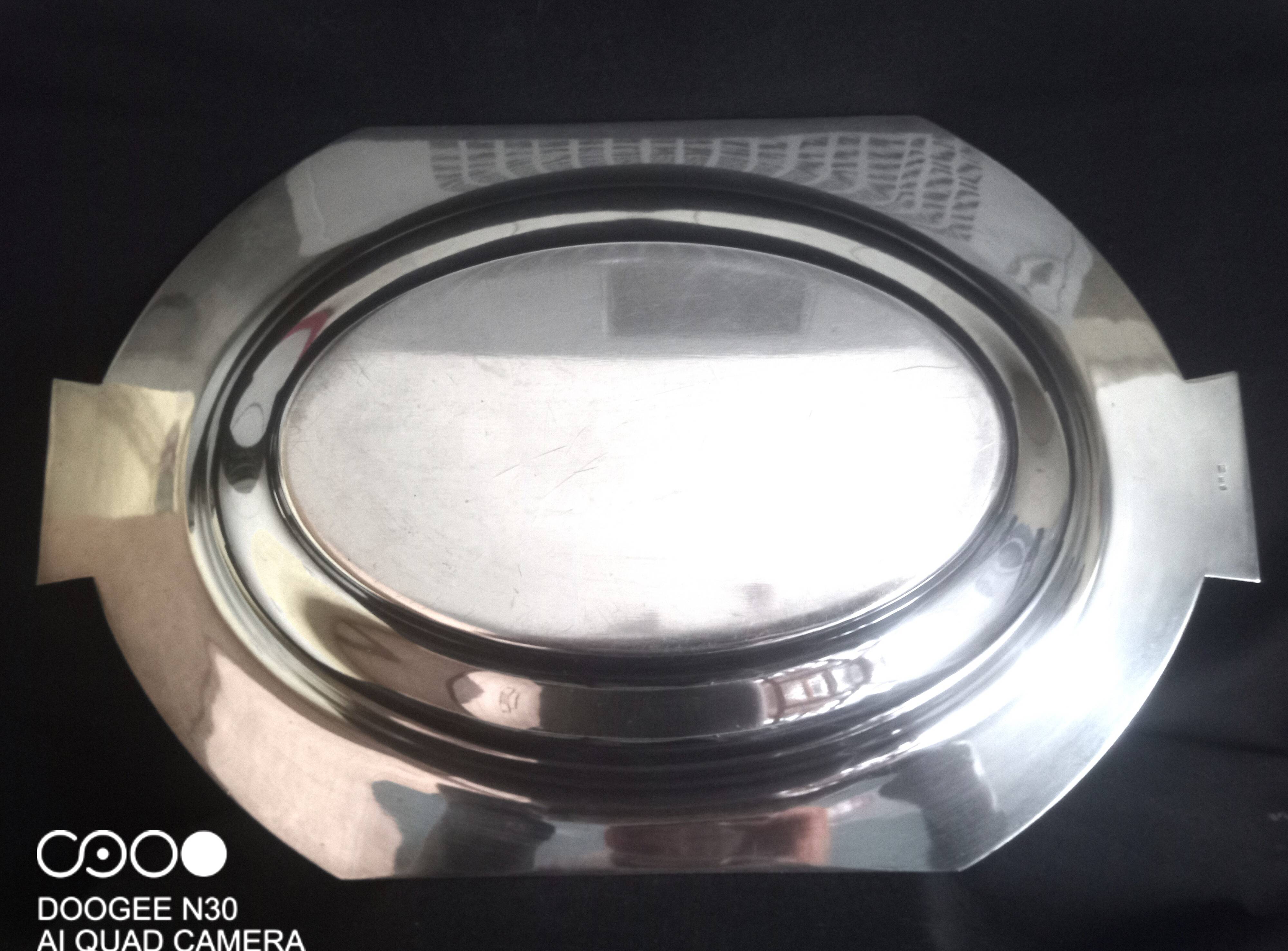 Art Deco hollow dish in silver metal, goldsmith Roux Marquiand (since 1856)