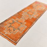3x9 Vintage Brown & Orange Runner Rug, 84x285Cm