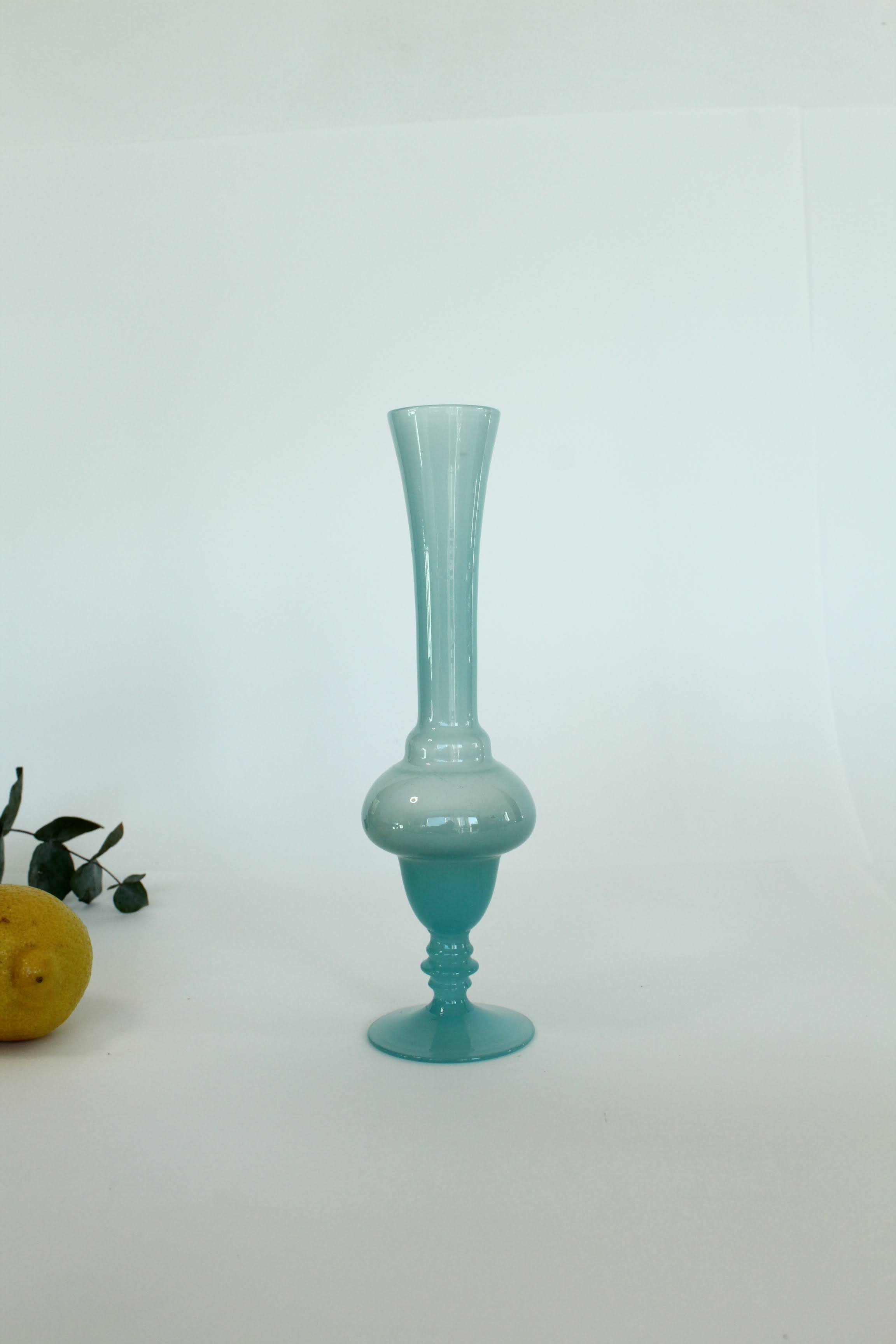 Blue opaline soliflore vase