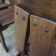 Dutch brutalist solid oak dining chairs, 1970s, set of 4
