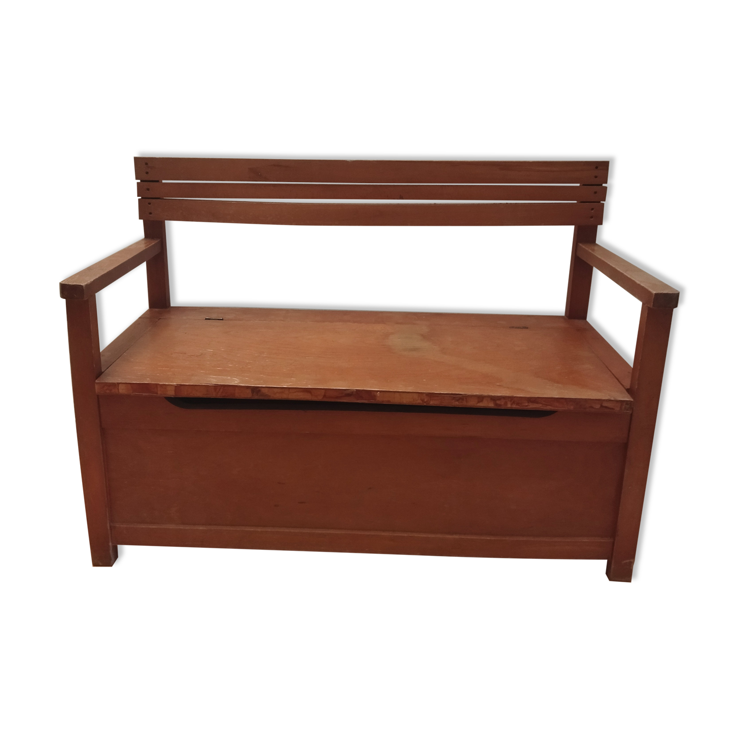 Vintage chest bench with backrest and armrests