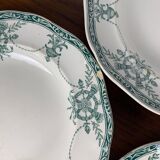 Set of 3 flat and deep plates, "Compiègne" model, Longwy, green