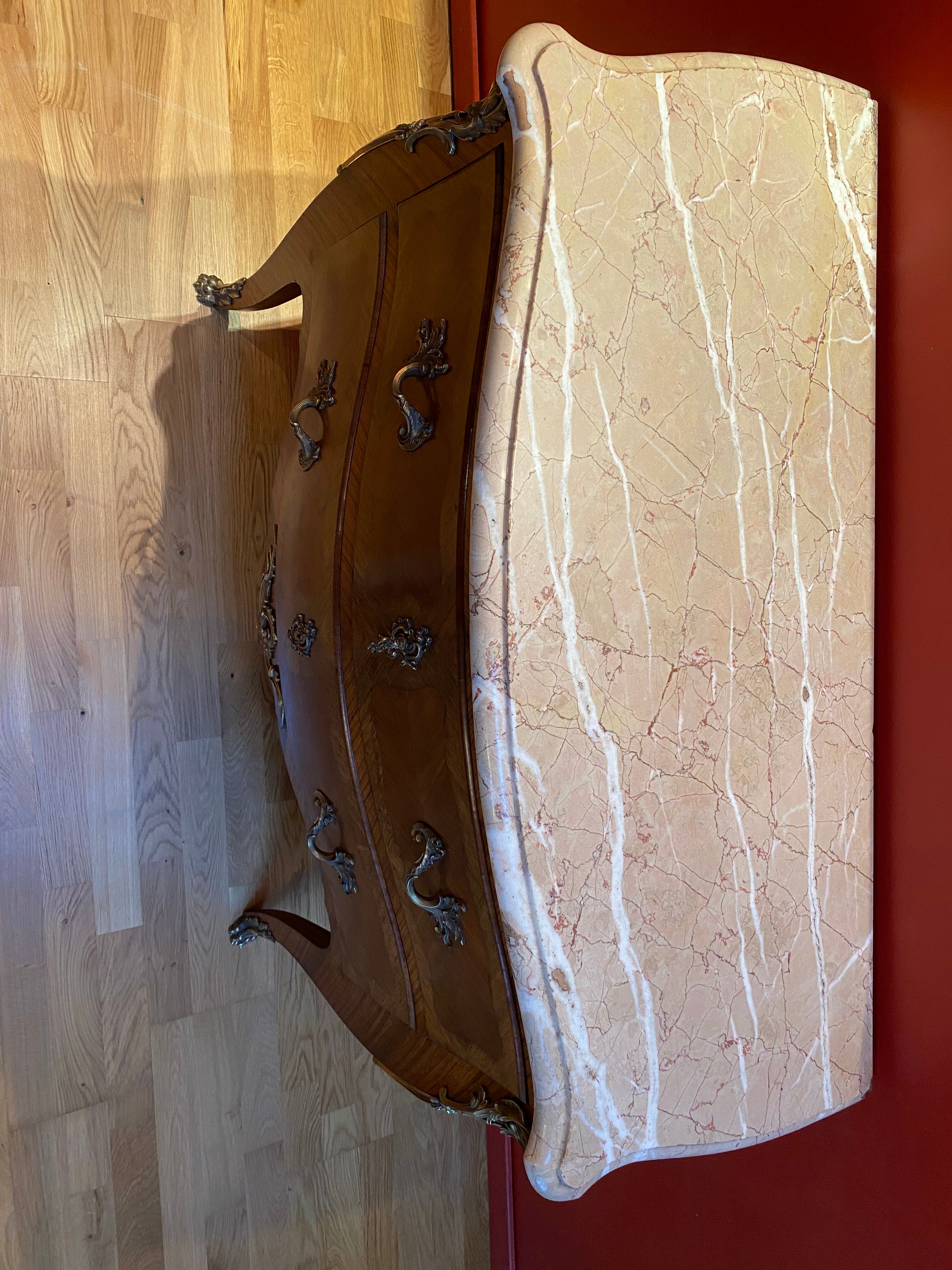 Louis XV style chest of drawers inlaid rosewood