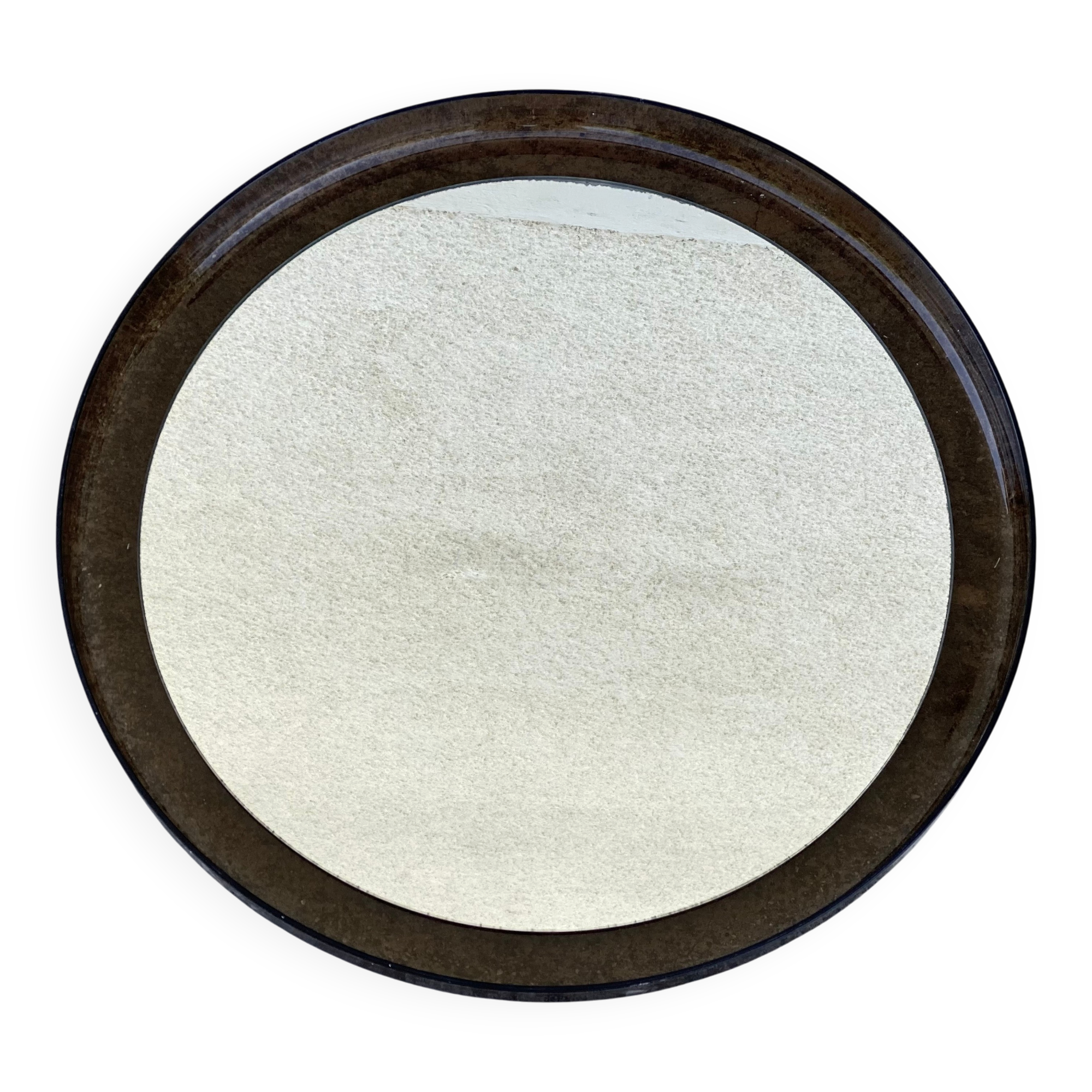 Vintage 1970 smoked Plexiglas round mirror