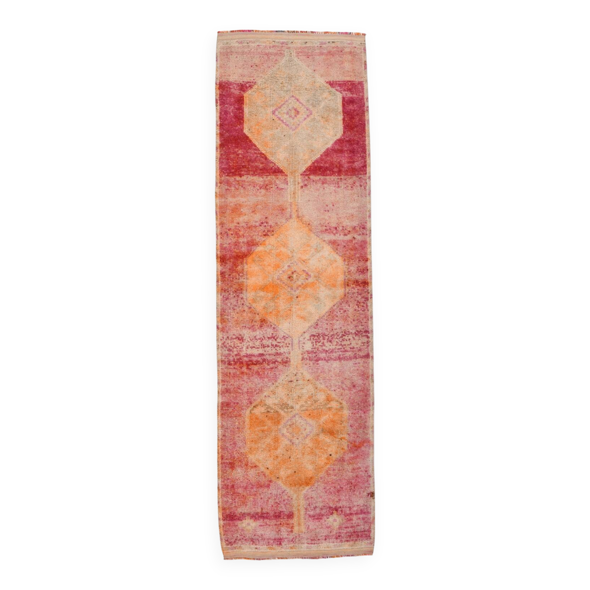 3x10 Peach & Red Vintage Runner Rug, 93x310Cm