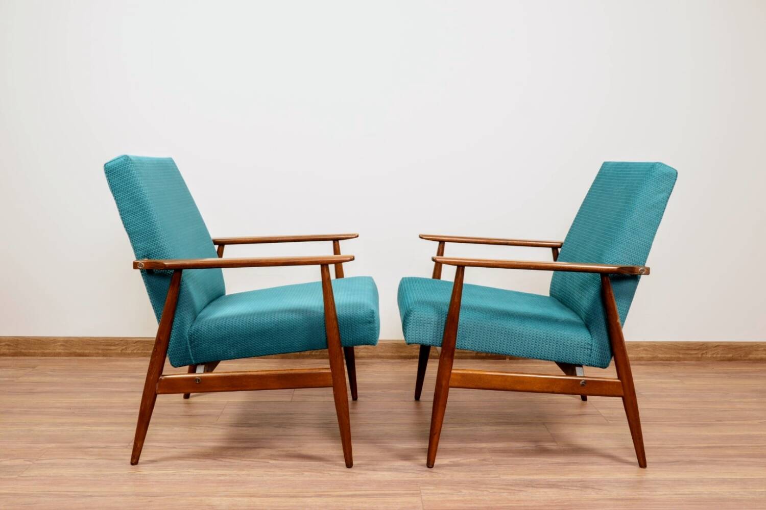 Vintage armchairs set of two teal 1970 design by H.Lis