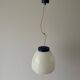 Suspension du milieu du siècle en verre blanc avec dessus bleu foncé, années 1960, Italie