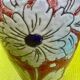 Vase in glazed ceramic decoration of flowers signed below italy - vintage 1950
