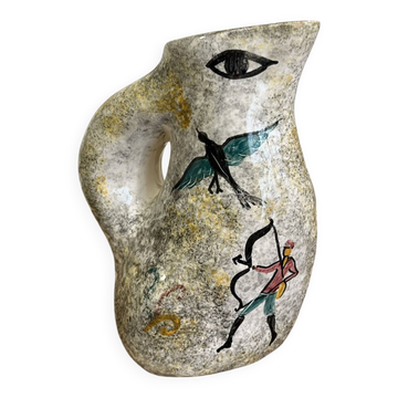 Carafe, jug, pitcher, zoomorphic vase signed R. Santi Vallauris
