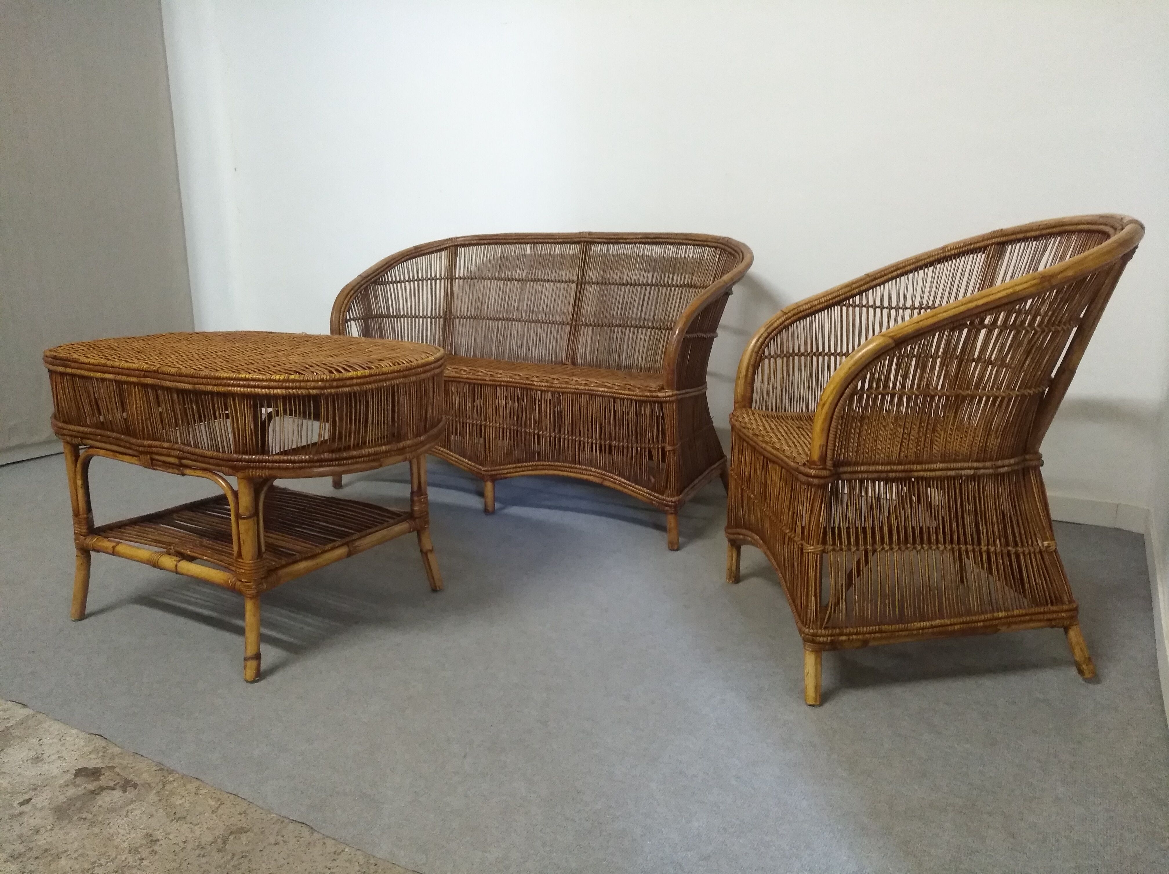 Bamboo and rattan lounge set