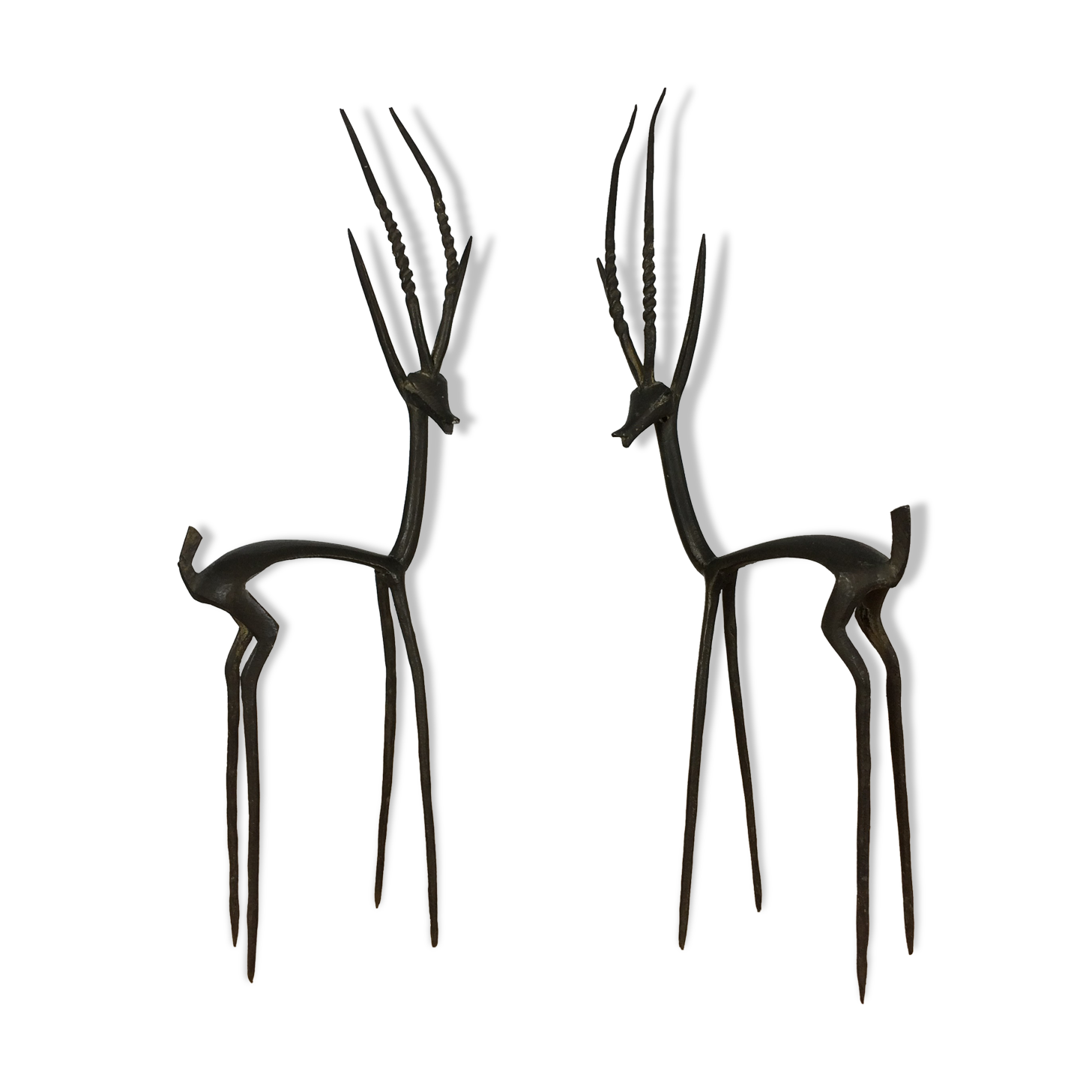 Brass gazelle duo, African art