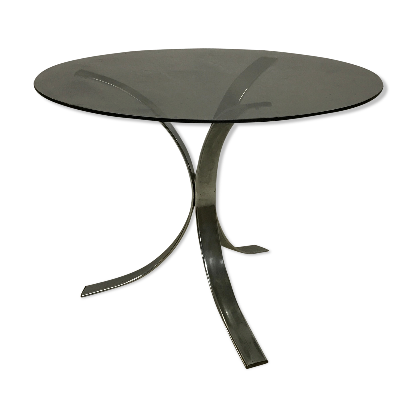 Chrome dining table and smoked glass