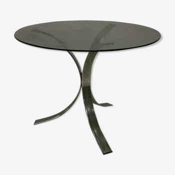 Chrome dining table and smoked glass