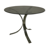 Chrome dining table and smoked glass
