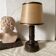 Turned wooden floor lamp