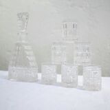 Carafe and 6 vintage glass glasses