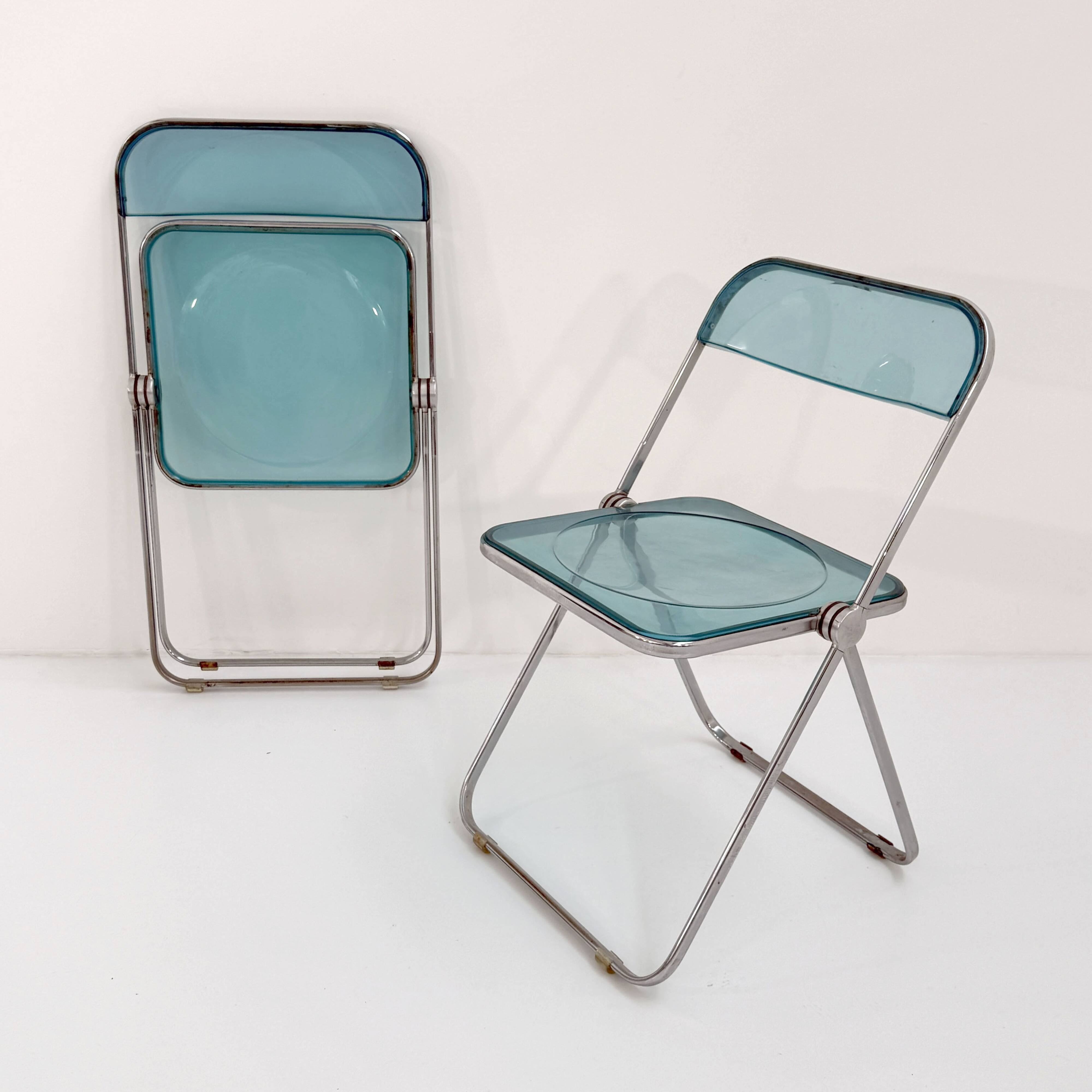 Blue Plia Chair by Giancarlo Piretti for Castelli, 1960
