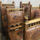 Suite of 9 Henry II chairs in walnut and leather - 1900s