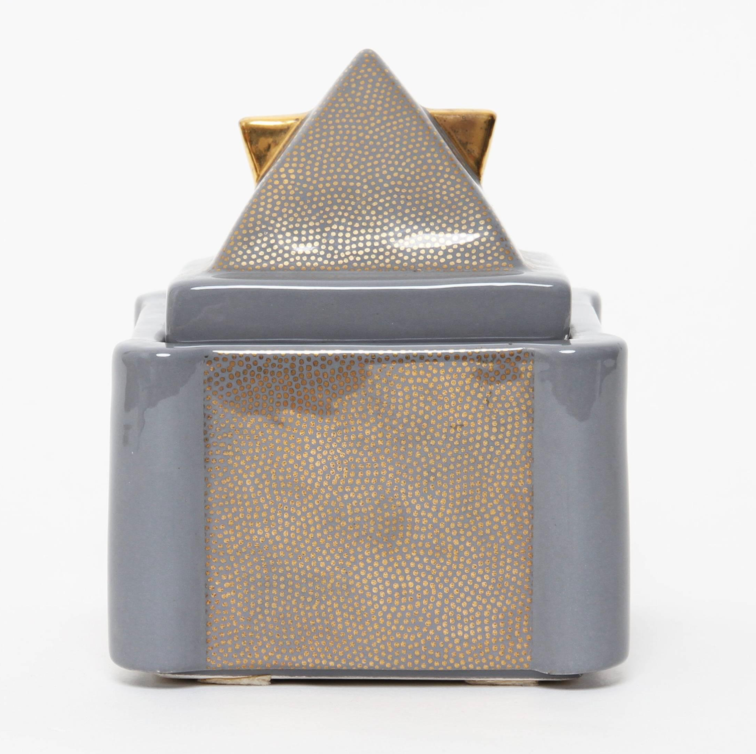 Tea set "Nefertiti" in grey and gold Matteo Thun ceramic for Memphis Milano 1981