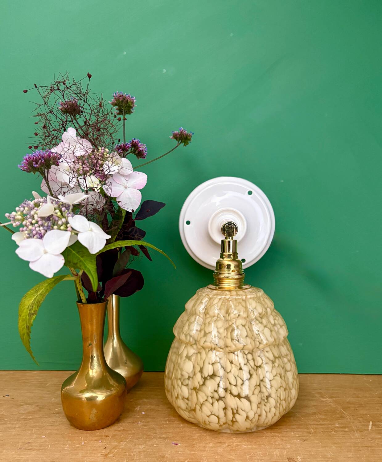 Vintage glass globe wall light in yellow from Clichy.