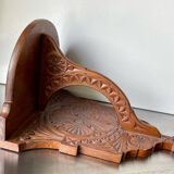 Antique Wooden Wall Console Bracket with geometric carvings