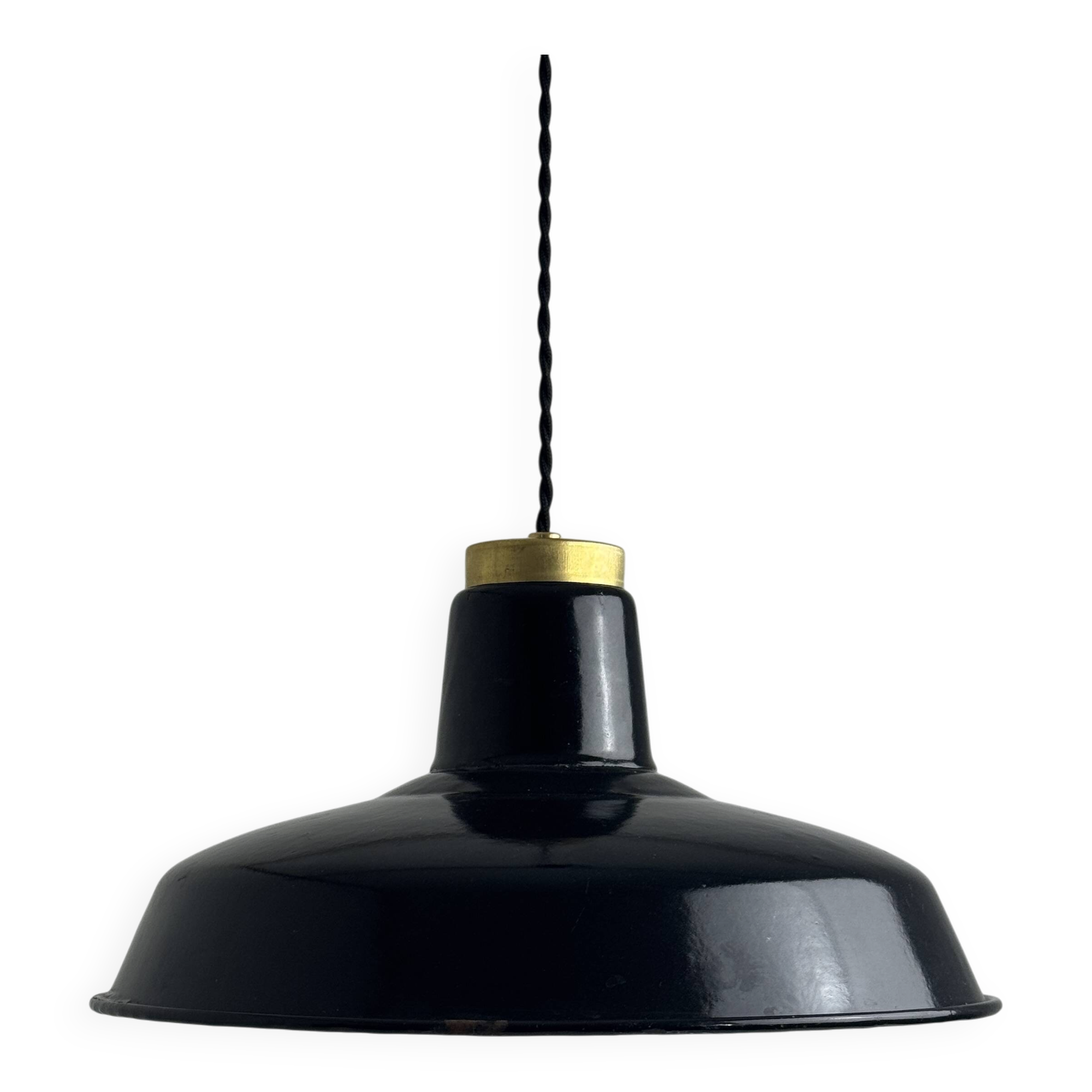 Ancienne suspension d’atelier emaillee industriel