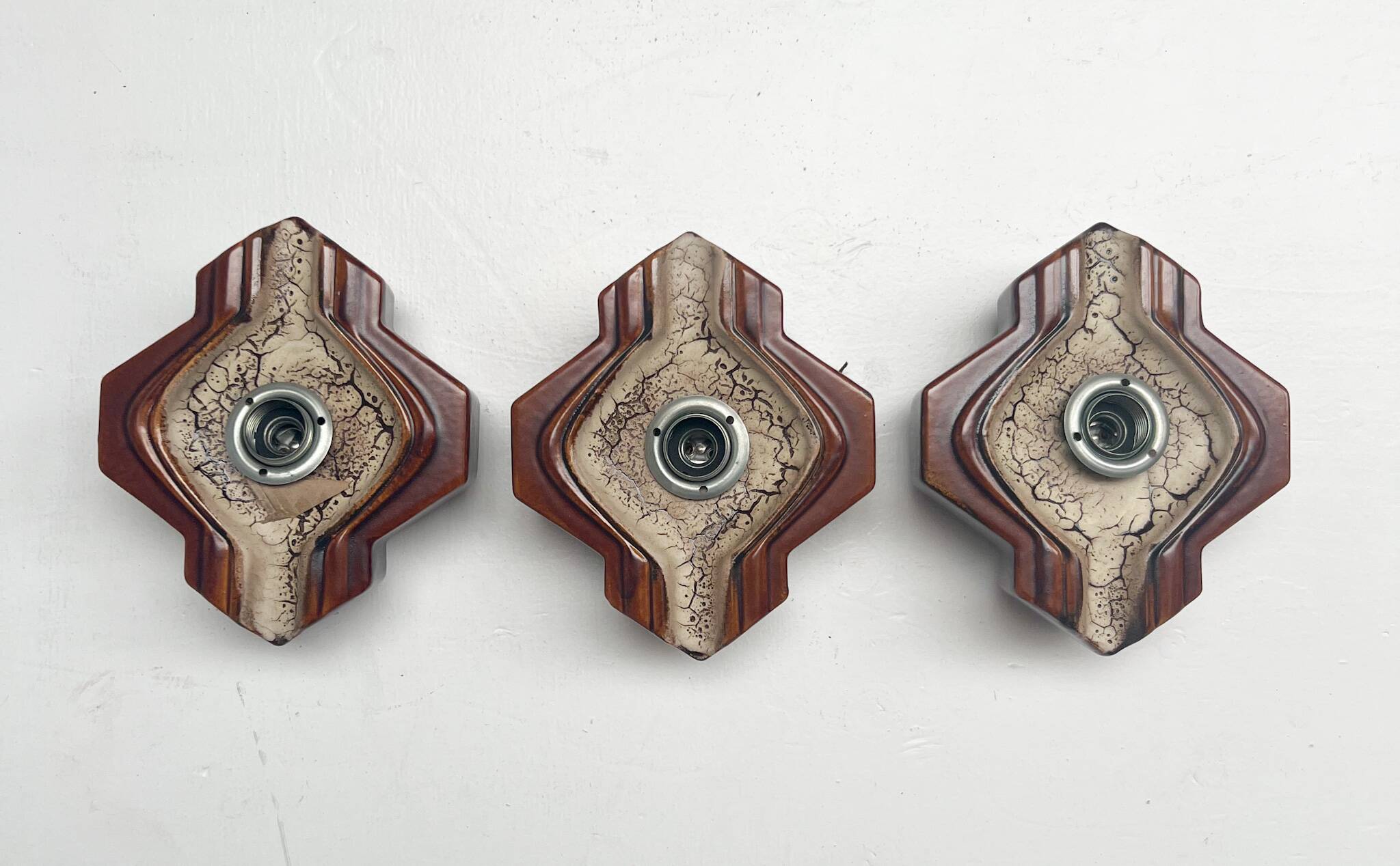 Set of 3 ceramic wall lamps by PAN Keramik, 1960s