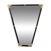 Modern Black Lacquer Metal Triangle Mirror, 1970s