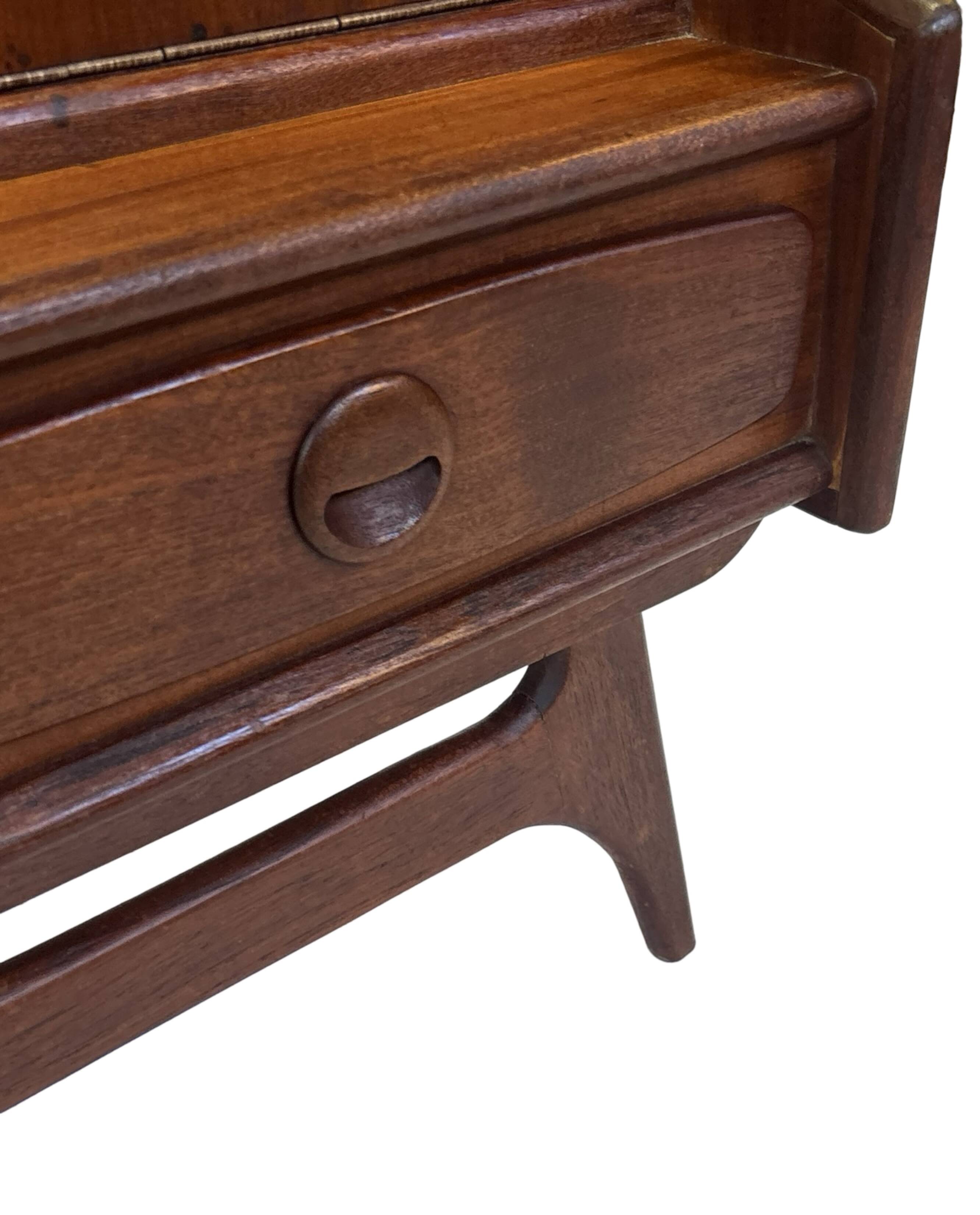 Vintage teak wall cabinet with flap door 1960s design wall unit