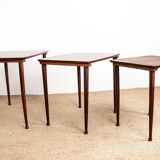 Three Danish nesting tables in rosewood by Mobelintersia 1960.