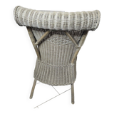 Gray patinated rattan armchair