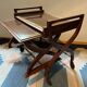 Teak service trolley with nesting table, mid-century modernism.