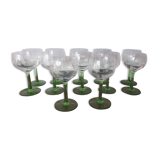 12 glasses liquor in crystal foot green grape pattern