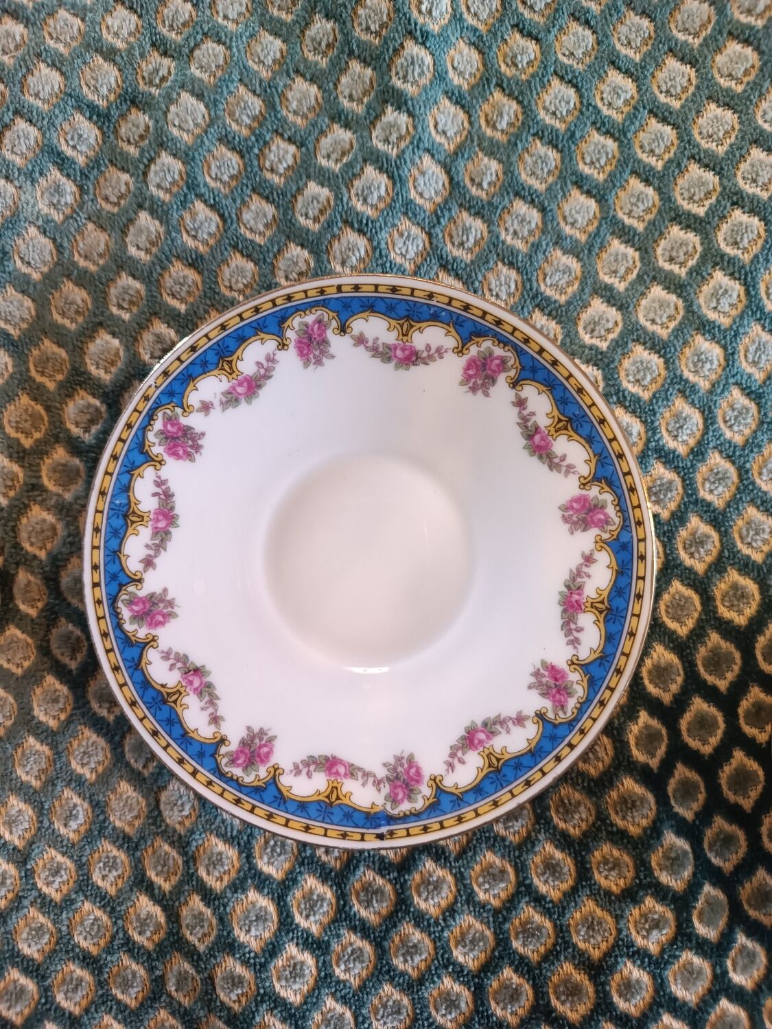 Set of 9 cups and 12 plates in P.N. Lamotte porcelain – blue decoration