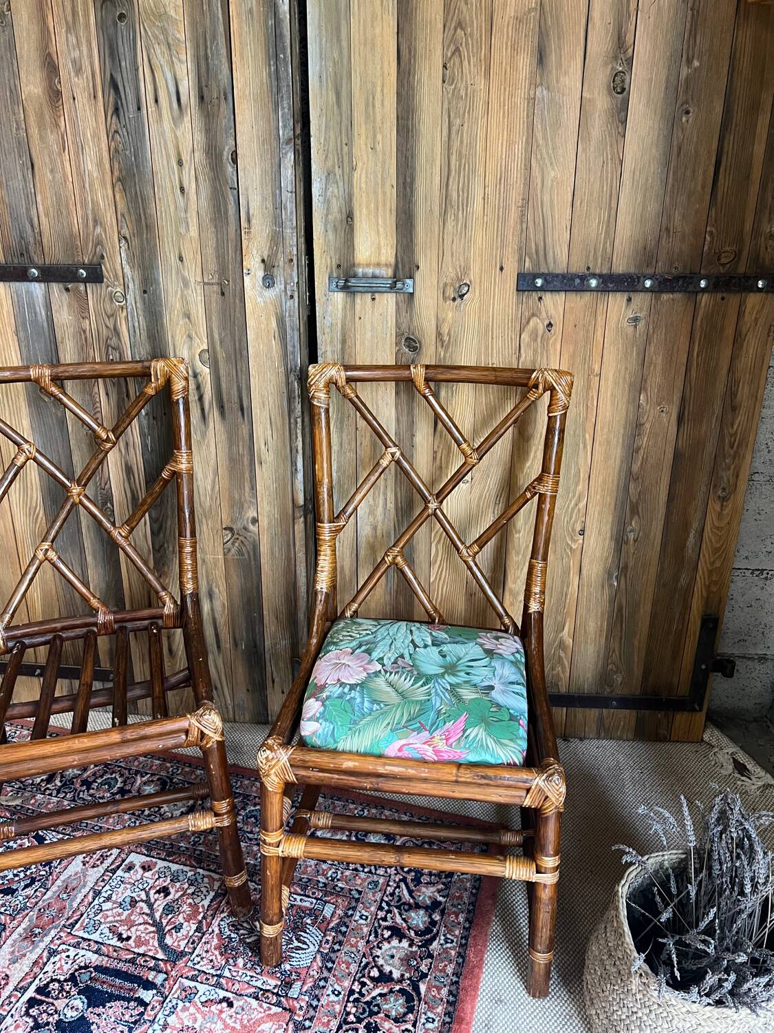 pair of bamboo chairs